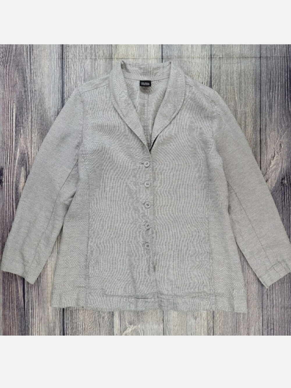 Eileen Fisher Metallic Button Down Lightweight Blazer Jacket